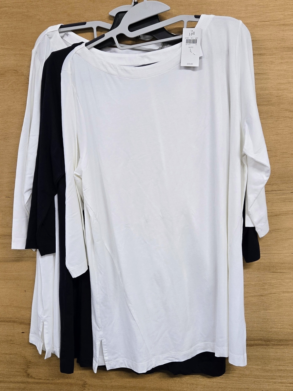 (3) J. Jill 2-White 1-Navy Boatneck 3/4 Sleeve Tunic. Very Soft